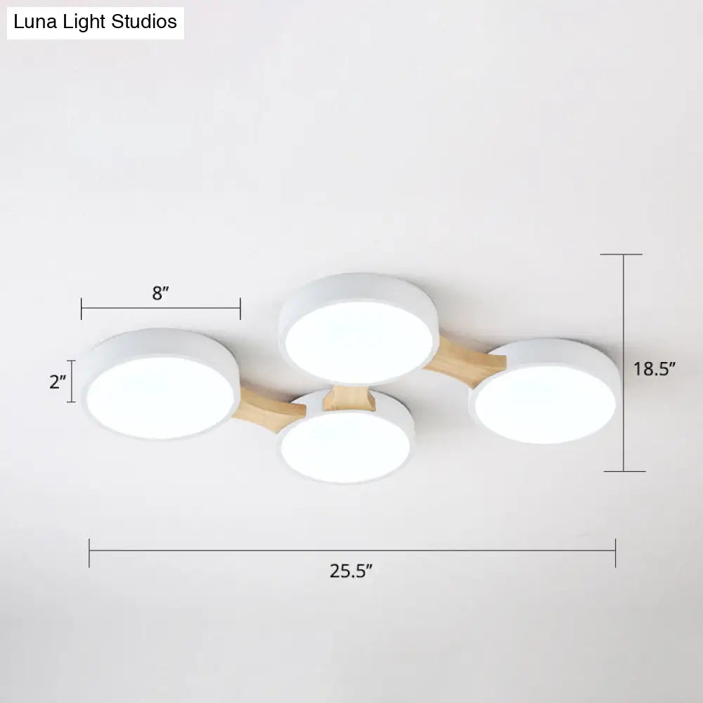 Macaron Round Flush Led Ceiling Mount Light - Creative Acrylic Lamp For Living Room 4 / White