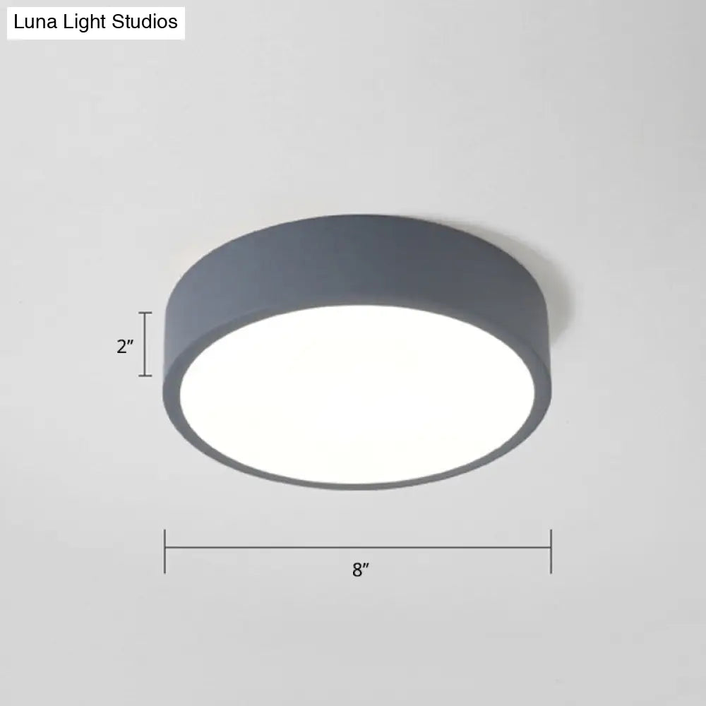 Macaron Round Flush Led Ceiling Mount Light - Creative Acrylic Lamp For Living Room 1 / Grey