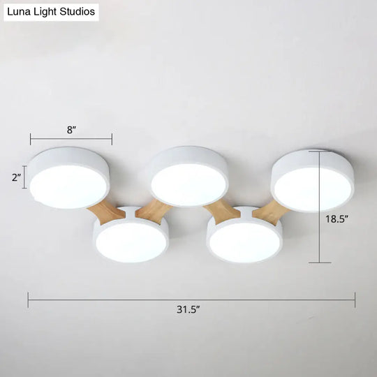 Macaron Round Flush Led Ceiling Mount Light - Creative Acrylic Lamp For Living Room 5 / White