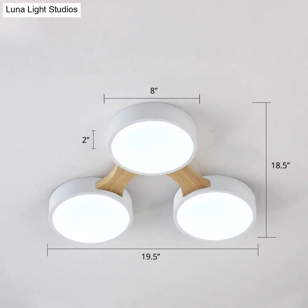 Macaron Round Flush Led Ceiling Mount Light - Creative Acrylic Lamp For Living Room 3 / White