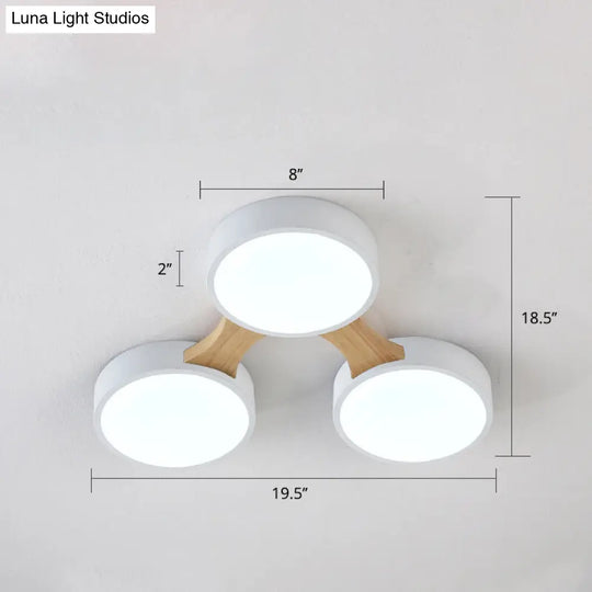 Macaron Round Flush Led Ceiling Mount Light - Creative Acrylic Lamp For Living Room 3 / White