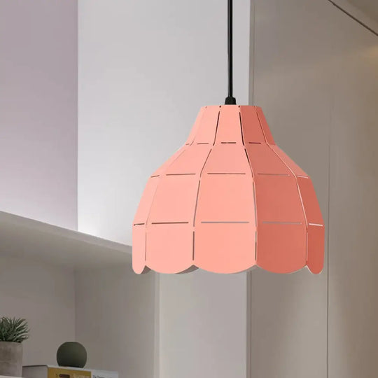 Macaron Scallop Dome Pendant Light - Pink/Yellow/Blue Perfect For Living Room Pink