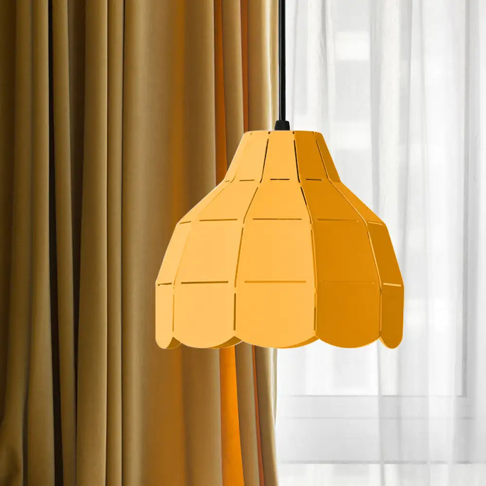 Macaron Scallop Dome Pendant Light - Pink/Yellow/Blue Perfect For Living Room Yellow