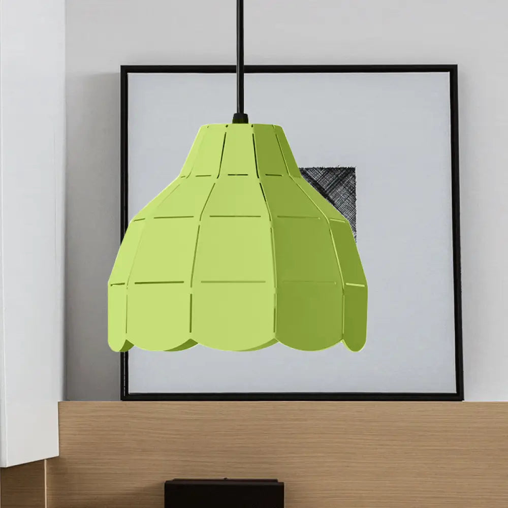 Macaron Scallop Dome Pendant Light - Pink/Yellow/Blue Perfect For Living Room Green