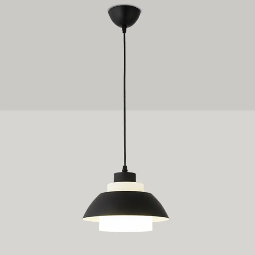 Macaron Single-Bulb Aluminum Ceiling Pendant Light With Acrylic Shade Black / 9’