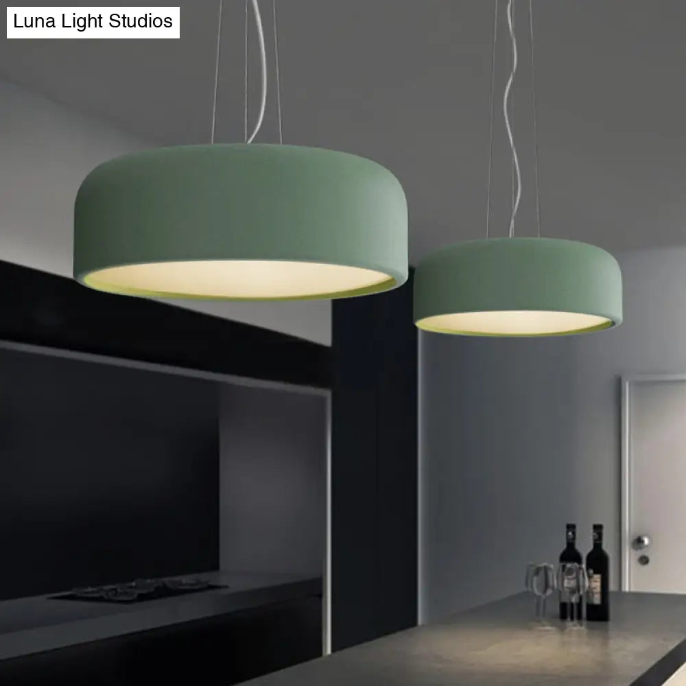 Macaron Single-Bulb Aluminum Pendant Lamp - Green/Textured White/Blue Hanging Ceiling Suspension For