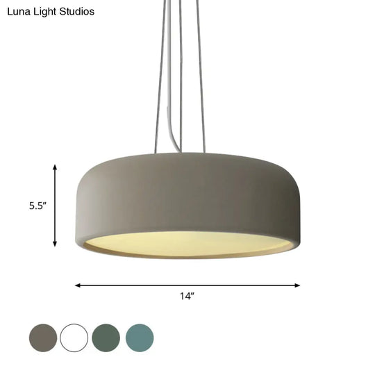 Macaron Single-Bulb Aluminum Pendant Lamp - Green/Textured White/Blue Hanging Ceiling Suspension For