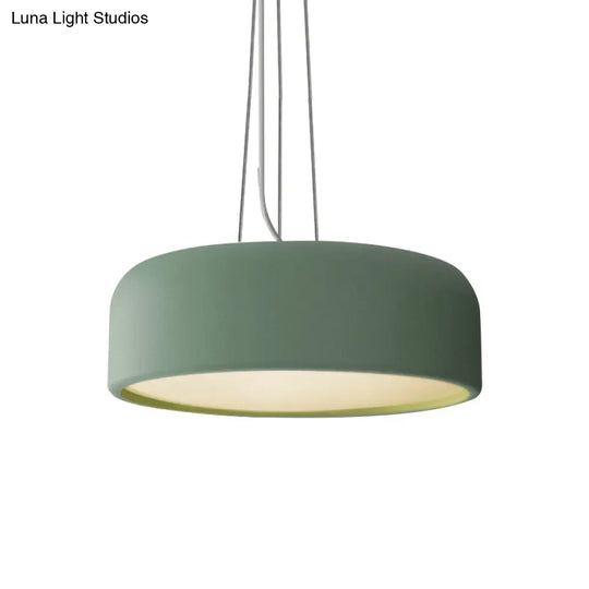 Macaron Single-Bulb Aluminum Pendant Lamp - Green/Textured White/Blue Hanging Ceiling Suspension For