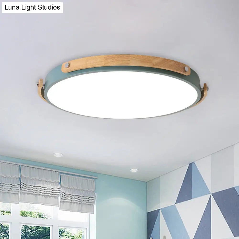 Macaron-Style Acrylic Circular Led Flush Ceiling Light - Stylish Lamp For Kids Bedroom And Hallways