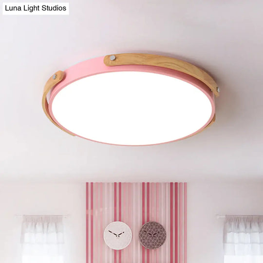 Macaron-Style Acrylic Circular Led Flush Ceiling Light - Stylish Lamp For Kids Bedroom And Hallways