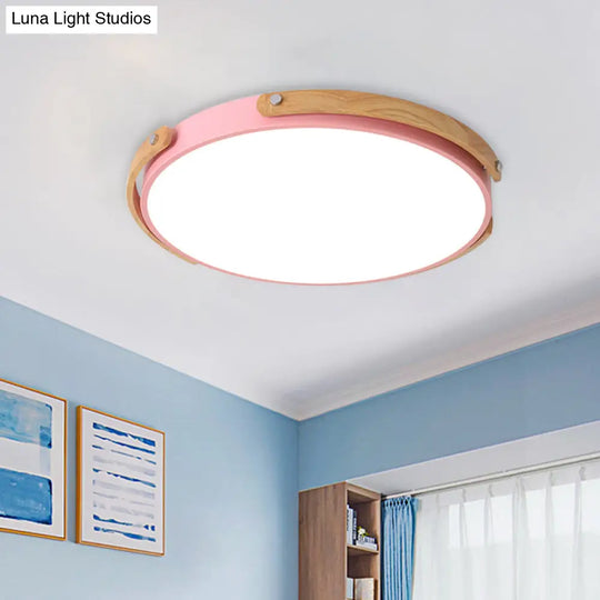 Macaron-Style Acrylic Circular Led Flush Ceiling Light - Stylish Lamp For Kid’s Bedroom And Hallways