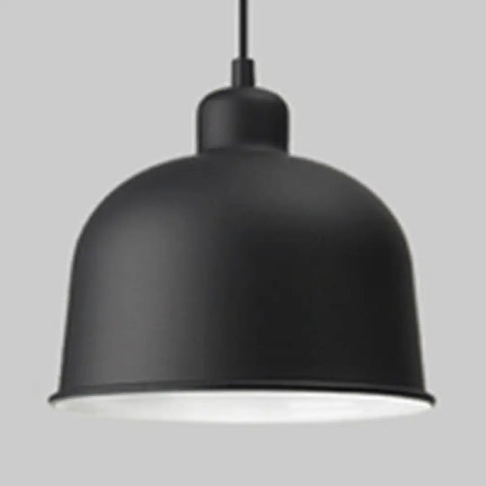 Macaron Style Aluminum Pendant Lamp - Single Head Hanging Light With Bowl Shade For Restaurants