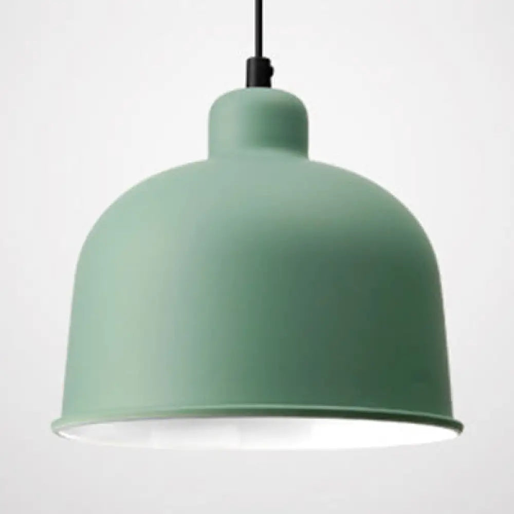 Macaron Style Aluminum Pendant Lamp - Single Head Hanging Light With Bowl Shade For Restaurants