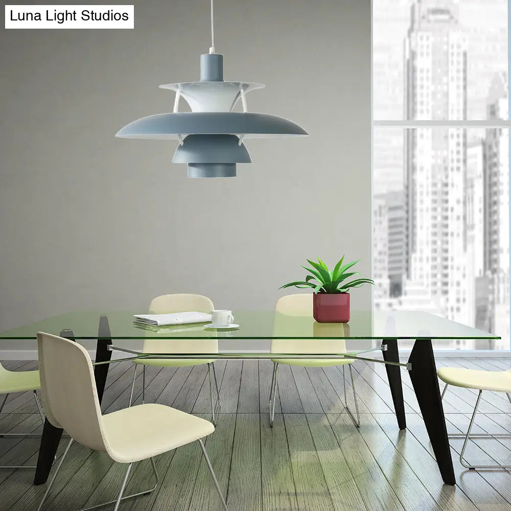 Macaron Style 3-Layer Pendant Light With Flared Shade - Aluminum 1 Black/Gray