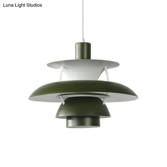 Macaron Style Aluminum Pendant Light With Flared Shade - 3 Layers 1 Black/Gray 12’/16’ Wide