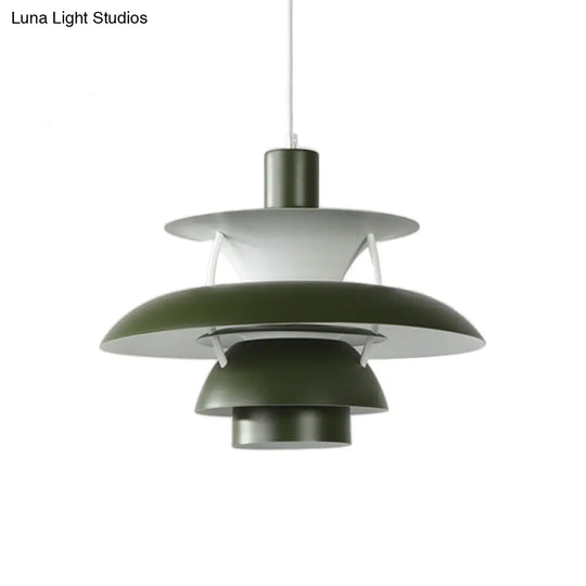 Macaron Style 3-Layer Pendant Light With Flared Shade - Aluminum 1 Black/Gray