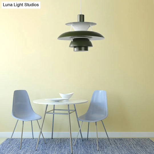 Macaron Style 3-Layer Pendant Light With Flared Shade - Aluminum 1 Black/Gray