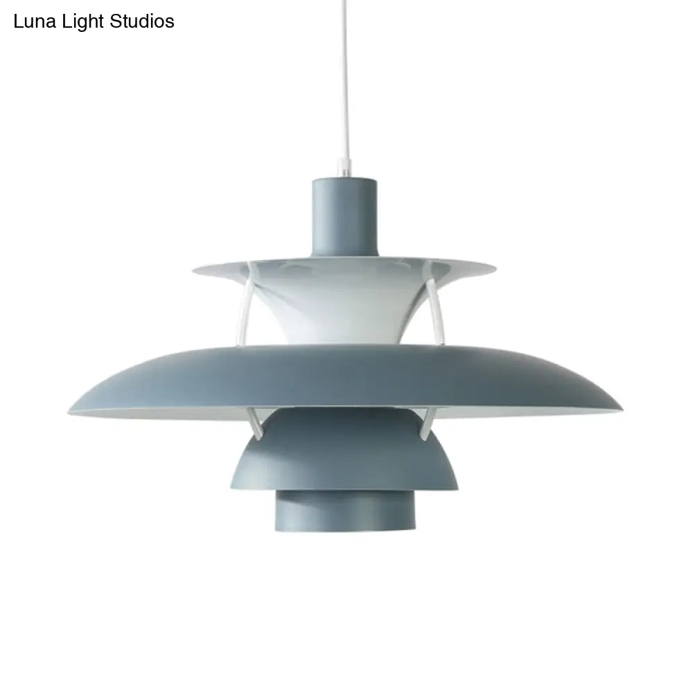 Macaron Style 3-Layer Pendant Light With Flared Shade - Aluminum 1 Black/Gray