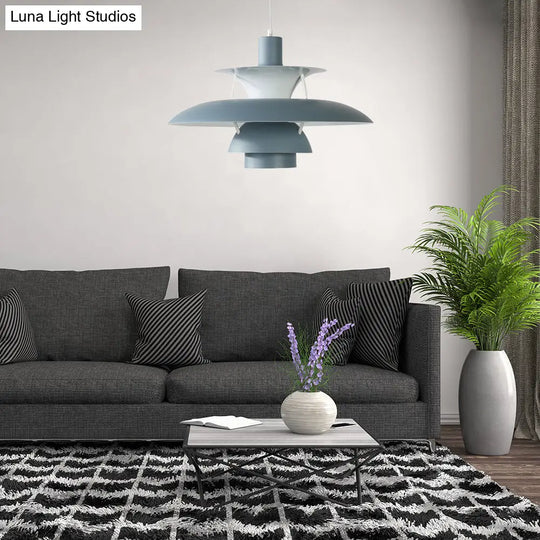 Macaron Style 3-Layer Pendant Light With Flared Shade - Aluminum 1 Black/Gray Grey / 12