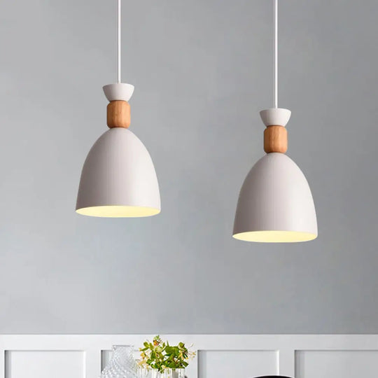 Macaron Style Dome Pendant Light - Adjustable Cord Grey/White/Green Ideal For Table Decor White