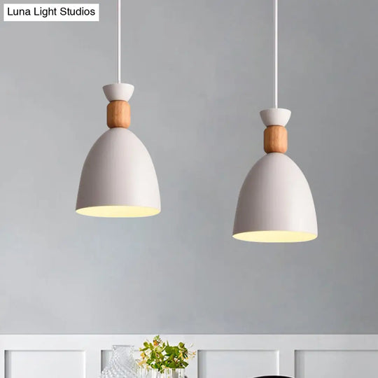 Grey/White/Green Macaron Style Dome Pendant Light With Adjustable Cord - Perfect For Over Table