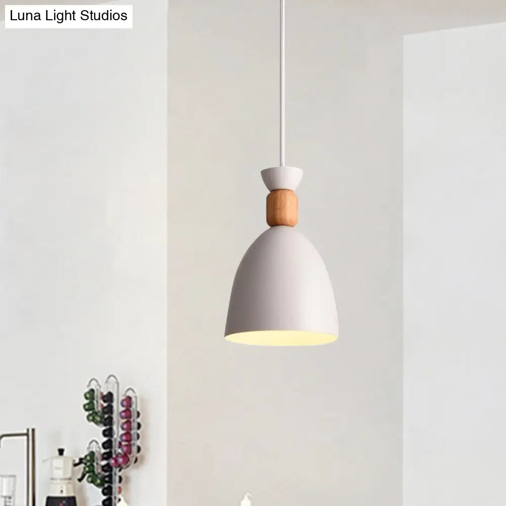 Grey/White/Green Macaron Style Dome Pendant Light With Adjustable Cord - Perfect For Over Table