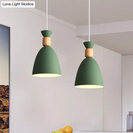 Grey/White/Green Macaron Style Dome Pendant Light With Adjustable Cord - Perfect For Over Table