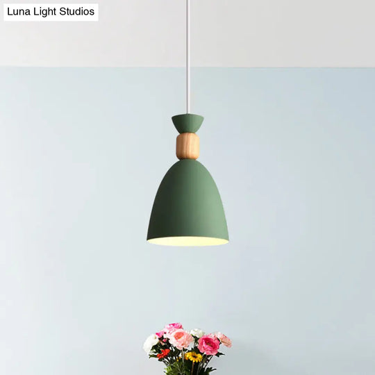 Grey/White/Green Macaron Style Dome Pendant Light With Adjustable Cord - Perfect For Over Table