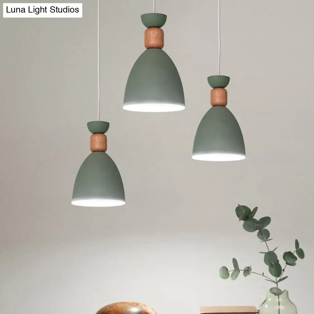 Grey/White/Green Macaron Style Dome Pendant Light With Adjustable Cord - Perfect For Over Table