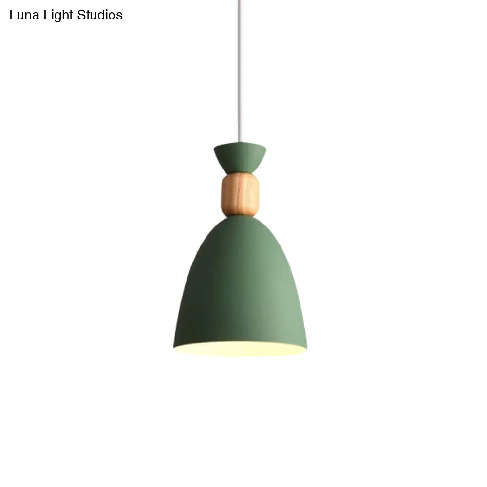 Macaron Style Dome Pendant Light - Adjustable Cord Grey/White/Green Ideal For Table Decor