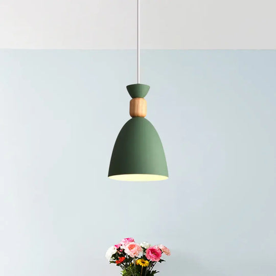 Macaron Style Dome Pendant Light - Adjustable Cord Grey/White/Green Ideal For Table Decor Green