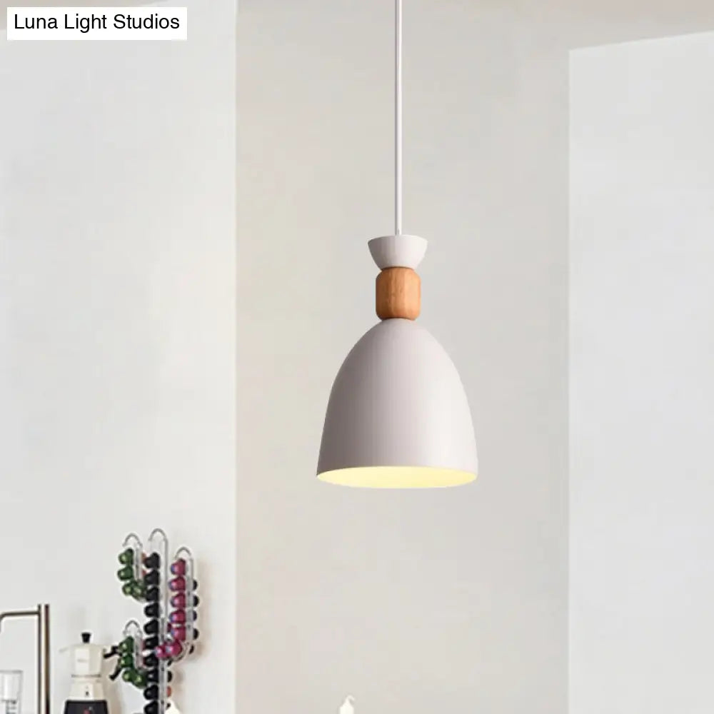 Macaron Style Dome Pendant Light - Adjustable Cord Grey/White/Green Ideal For Table Decor