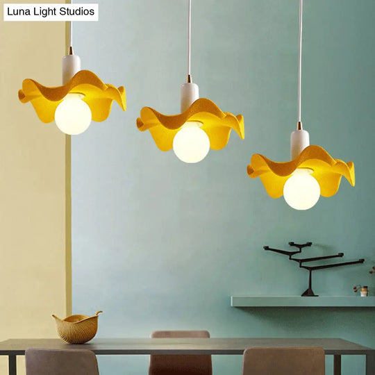 Macaron Style Floral Pendant Lamp: Single Light Kids Bedroom Suspension