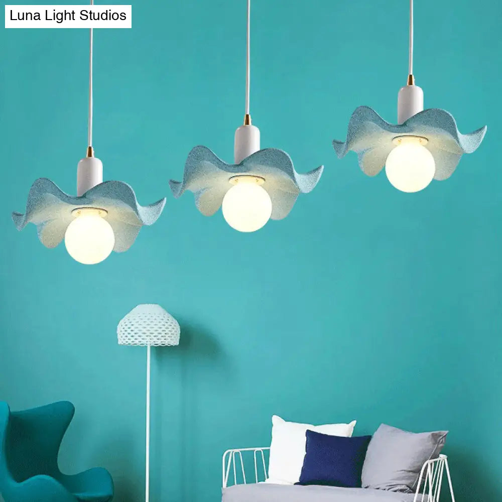 Macaron Style Floral Pendant Lamp: Single Light Kids Bedroom Suspension