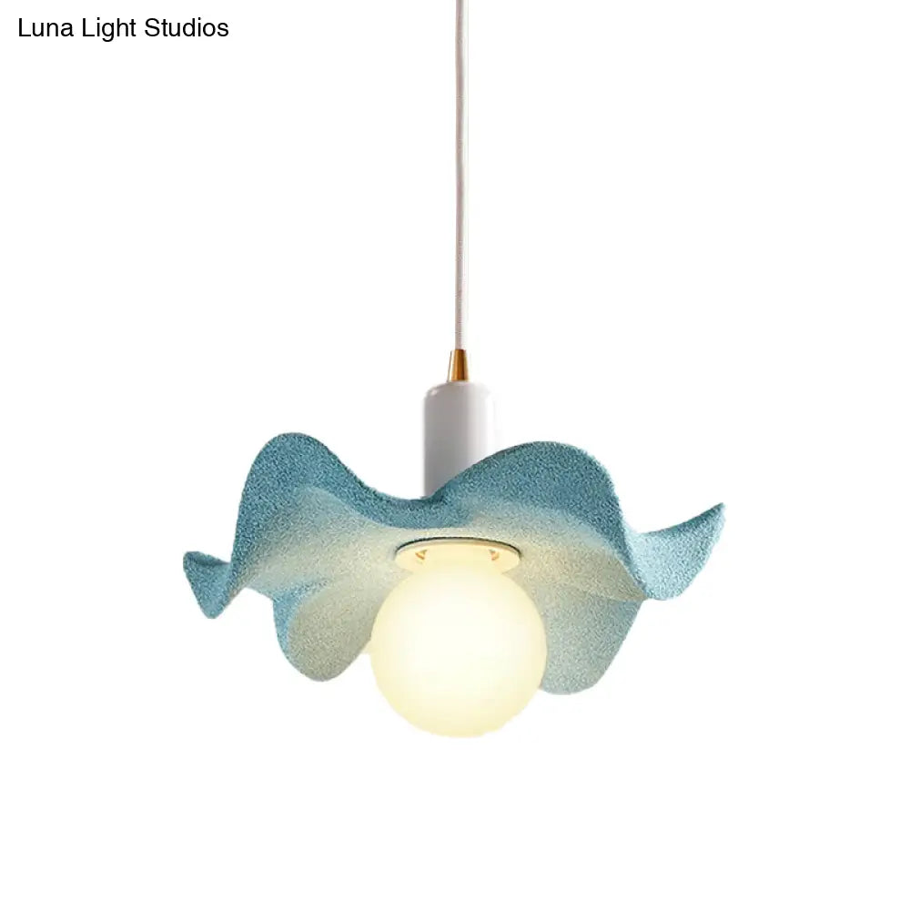 Macaron Style Floral Pendant Lamp: Single Light Kids Bedroom Suspension