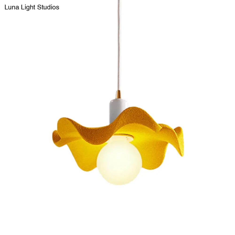 Macaron Style Floral Pendant Lamp: Single Light Kids Bedroom Suspension