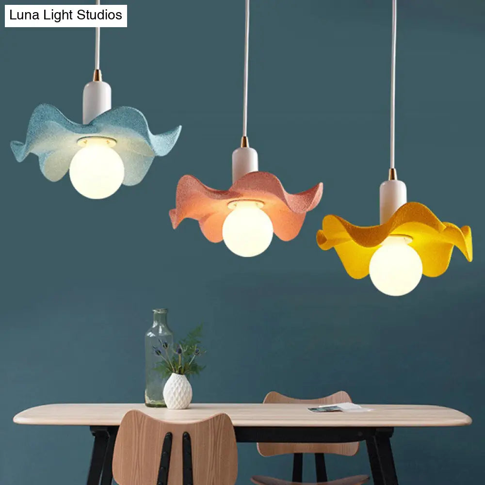 Macaron Style Floral Pendant Lamp: Single Light Kids Bedroom Suspension