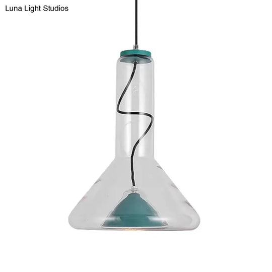 Blue/Rose Gold Conical Led Hanging Lamp With Funnel Shade