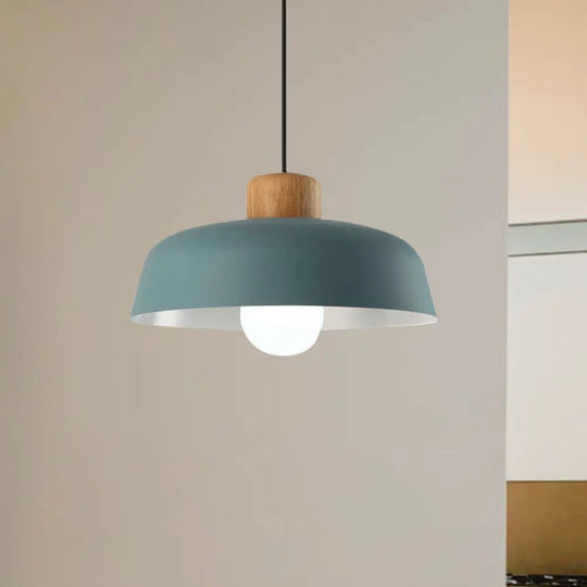 Macaron Style Hanging Pendant Light - 12’/15’ Wide Bowl Shade Metallic Finish 1 Bulb Green/Pink