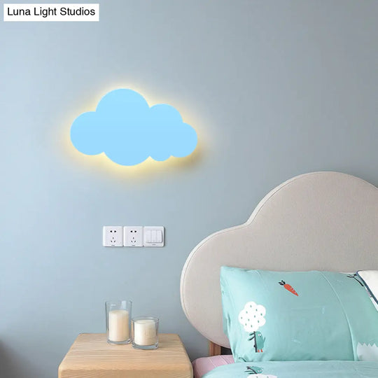 Macaron Style Led Wall Sconce For Kids Bedroom - Cloud Design