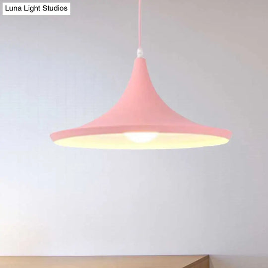 Macaron Style Metal Cone Pendant Light - 1/3 Pink/Yellow/Blue Linear/Round Canopy