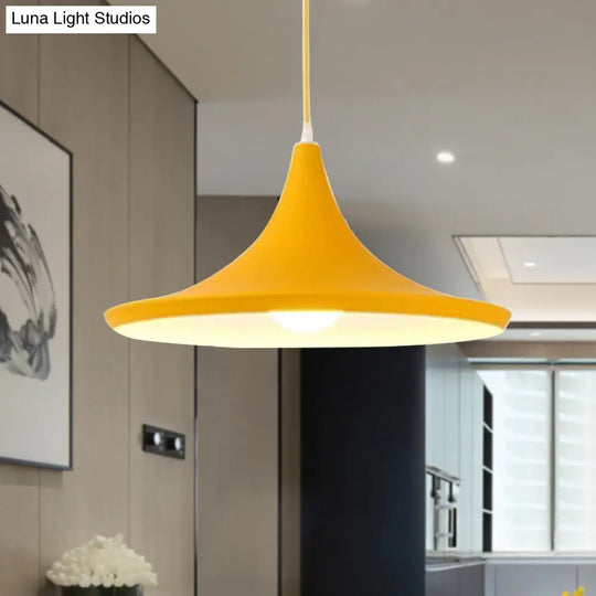 Macaron Style Metal Cone Pendant Light - 1/3 Pink/Yellow/Blue Linear/Round Canopy