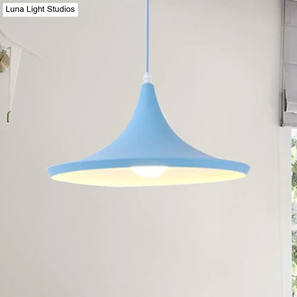 Hanging Macaron Style Cone Pendant Light - Pink/Yellow/Blue 1/3 Metal Linear/Round Canopy