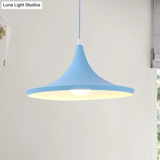 Macaron Style Metal Cone Pendant Light - 1/3 Pink/Yellow/Blue Linear/Round Canopy