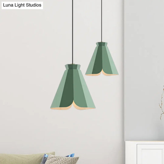 Macaron-Style Metallic Pendant Light: Restaurant Hanging Lamp Blue/Green/Orange