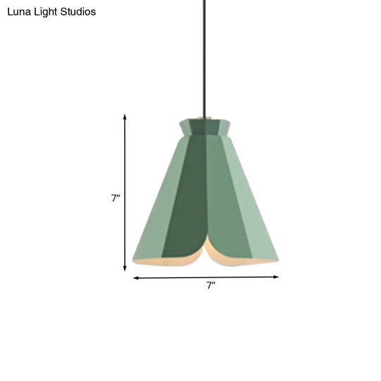 Macaron-Style Metallic Pendant Light: Restaurant Hanging Lamp Blue/Green/Orange