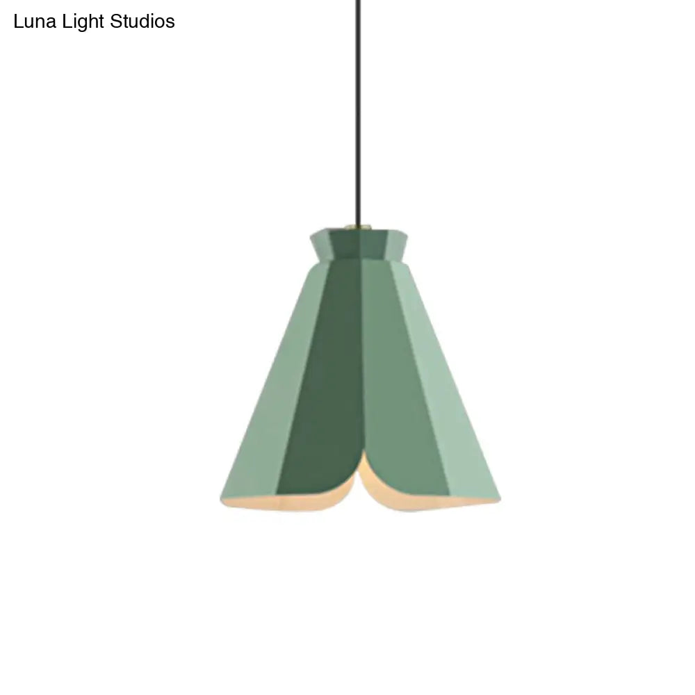 Macaron-Style Metallic Pendant Light: Restaurant Hanging Lamp Blue/Green/Orange