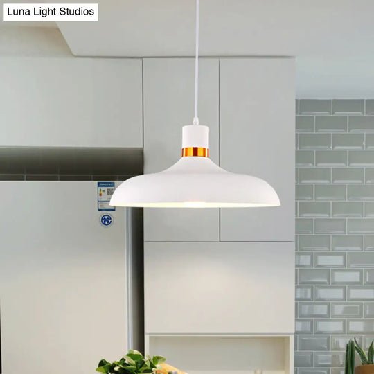 Macaron Style Pendant Lamp: Barn Shade Aluminum Restaurant Ceiling Light Fixture In Grey/Blue