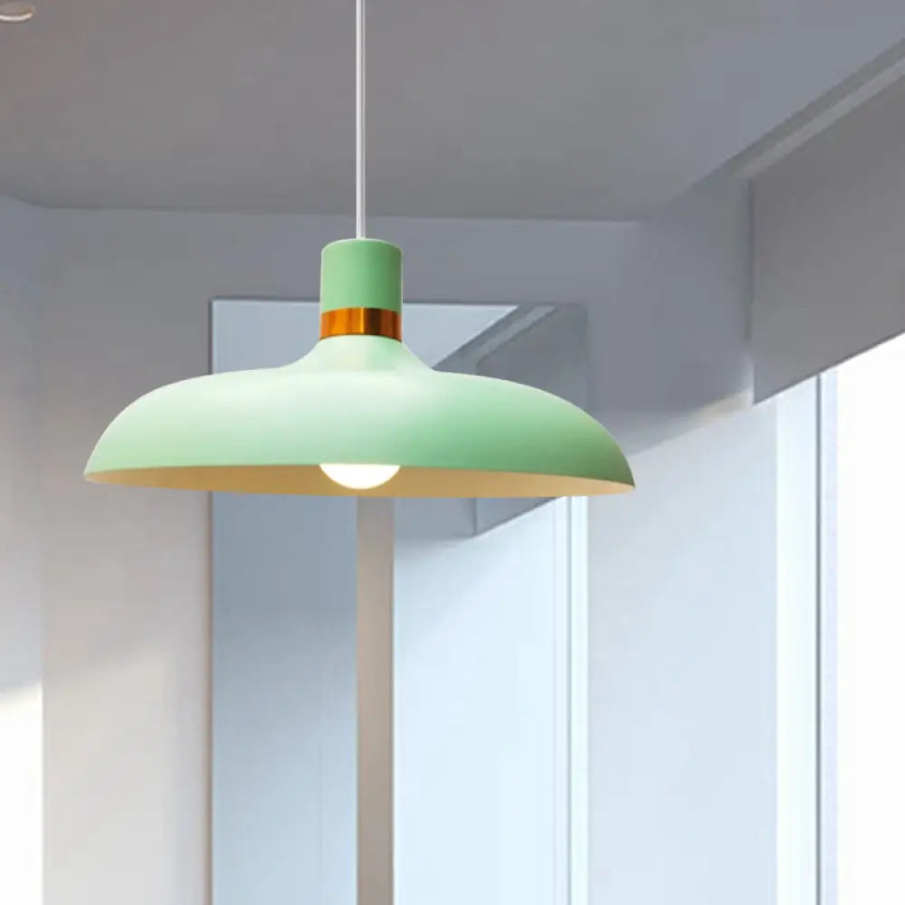 Macaron Style Pendant Lamp With Aluminum Barn Shade - Grey/Blue Restaurant Ceiling Light Fixture