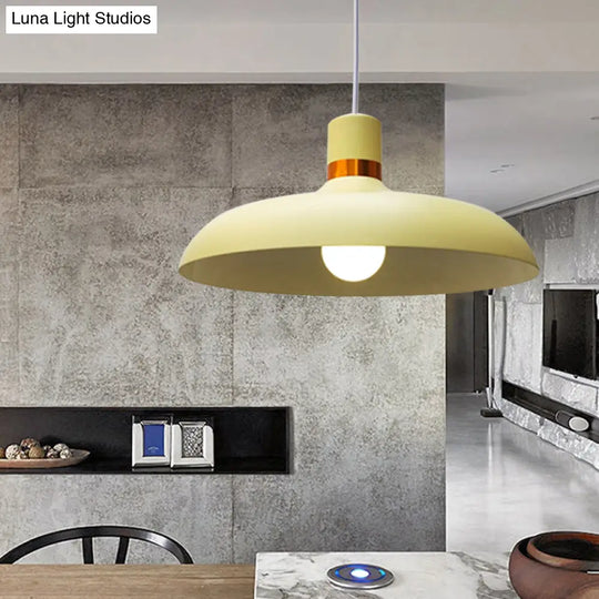 Macaron Style Pendant Lamp With Aluminum Barn Shade - Grey/Blue Restaurant Ceiling Light Fixture